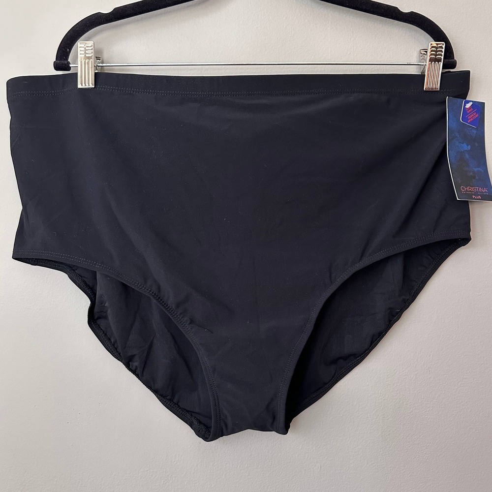 Christina‎ Swim Bottom Plus 3X Black High Waist Tummy Control Bathing Suit Beach